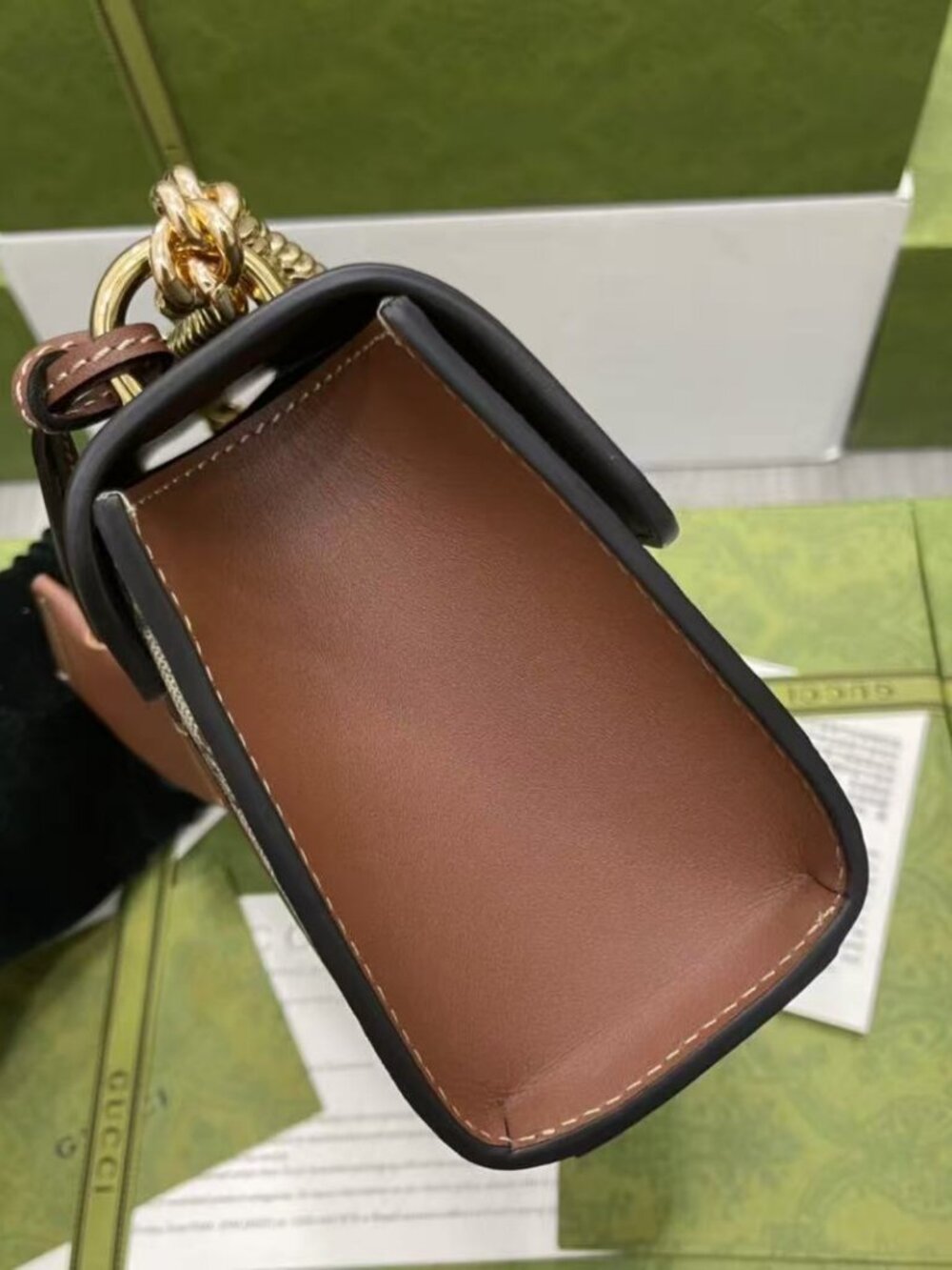 Authentic Gucci Padlock Small GG Supreme Canvas Shoulder Bag 409487 with Chain S - Picture 5 of 8